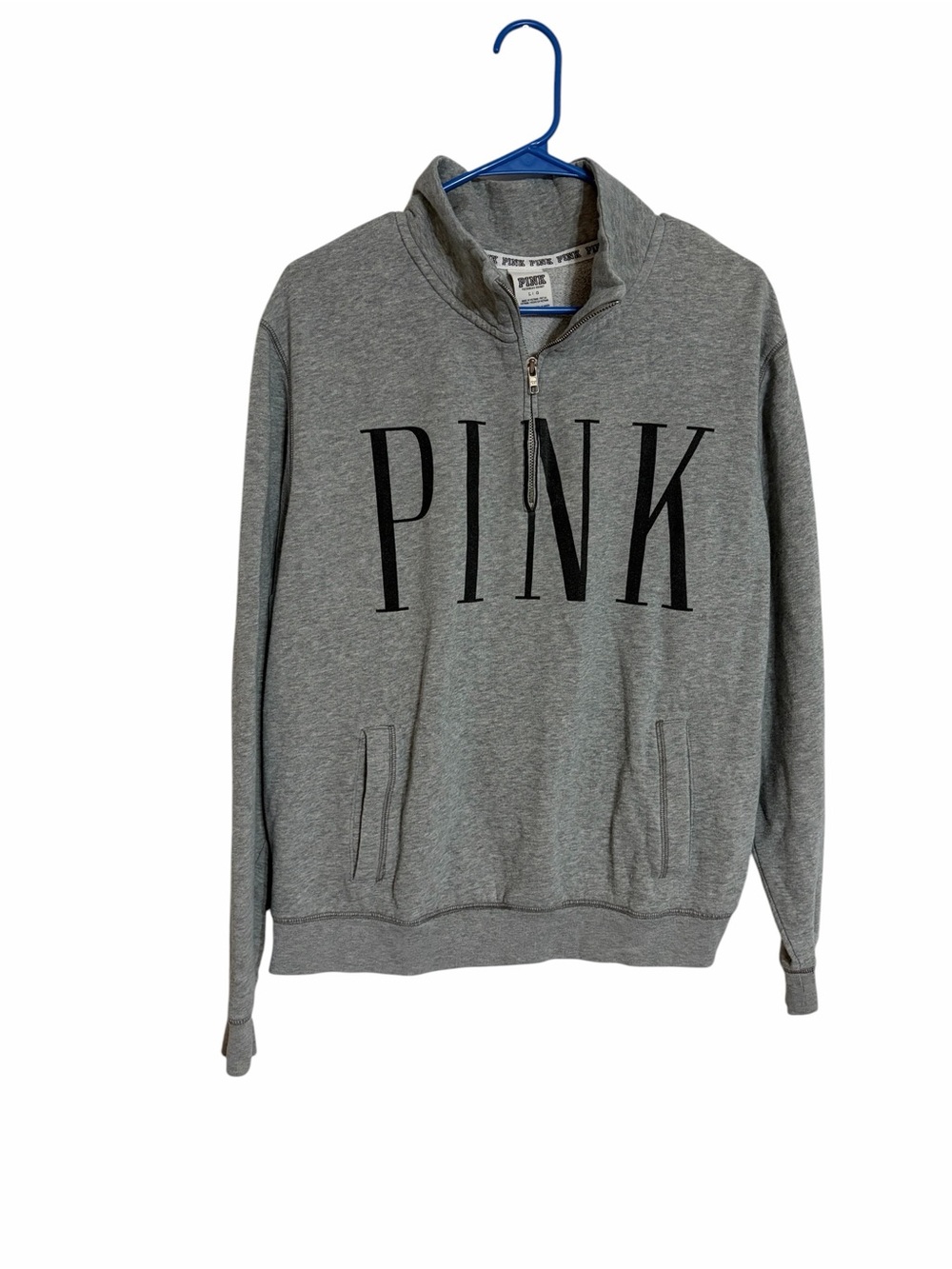 PINK Victoria's Secret Men's Gray Half-Zip Logo Sweater